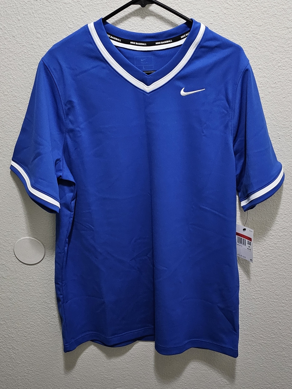 Nike Blue V-Neck Athletic Jersey with White Trim